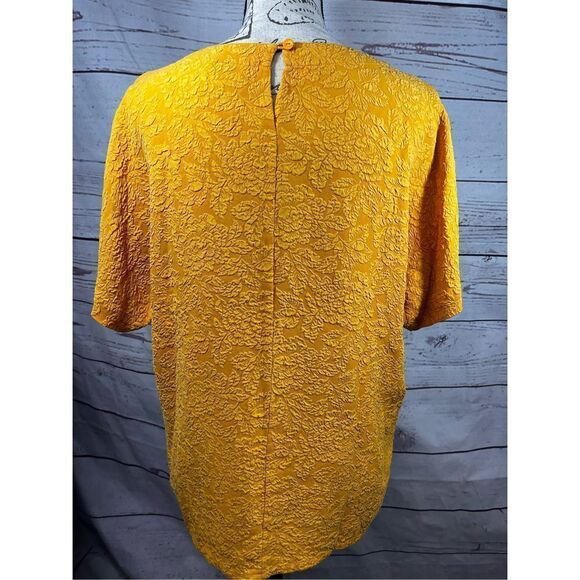 Fiji Sport 100% silk large yellow short sleeve blouse -‎ 2350 - Picture 2 of 3